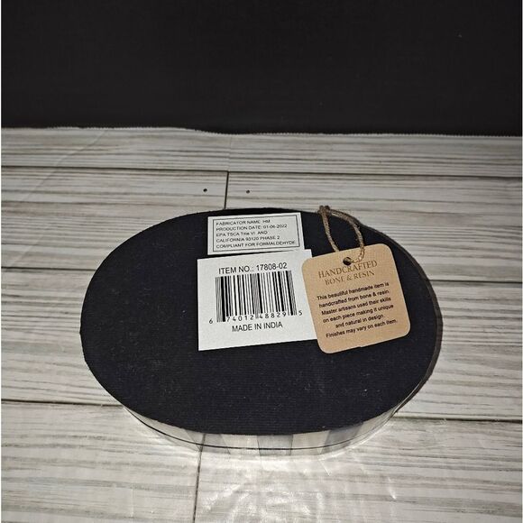 Handcrafted Bone & Resin Collectible Trinket Jewelry Box Checkered Blue - Picture 11 of 11